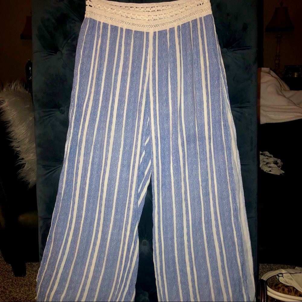 Light Ue and White Stripe Palazzo Pants